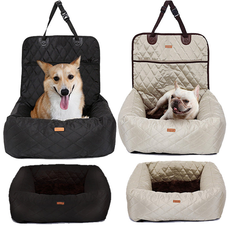 2-in-1 Dog Car Seat & Carrier Bed – Waterproof, Foldable, Travel Pet Mattress trendilomart