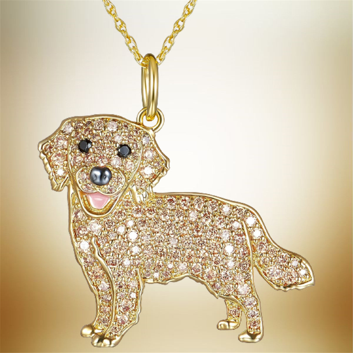 Cute Golden Retriever Pendant Necklace – Alloy Cross Chain Jewelry trendilomart