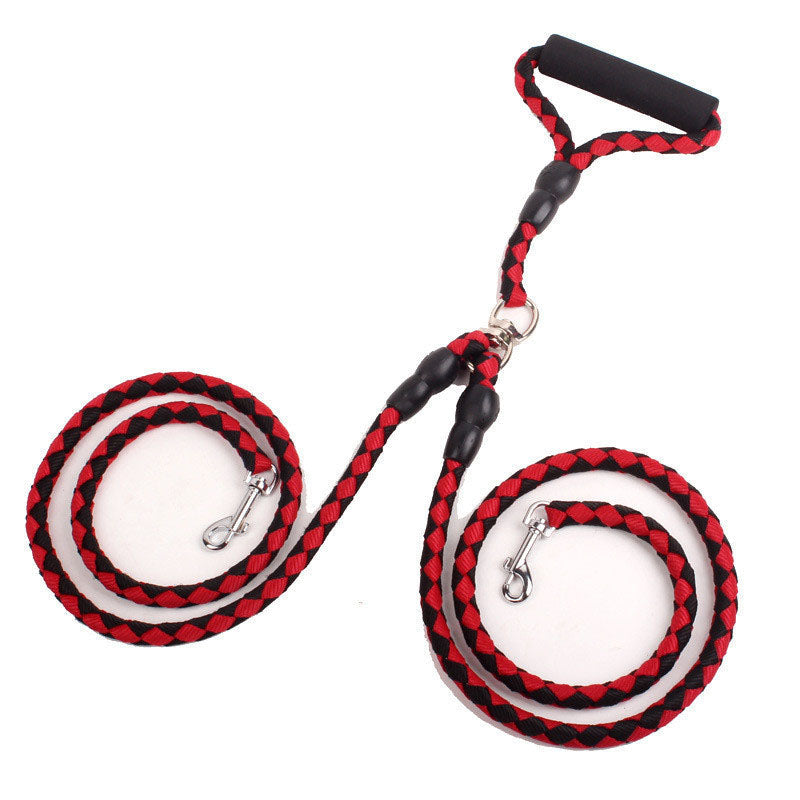 Heavy-Duty Double-Ended Dog Leash with Reflective Rope & Padded Handle