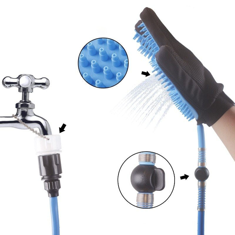 Pet Dog Shower Head & Handheld Bathing Tool – 2-in-1 Sprayer and Massage Glove for Dogs, Cats & Horses