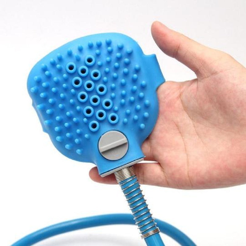 Pet Bathing & Massaging Shower Brush – Handheld Sprayer with Hose & Gloves