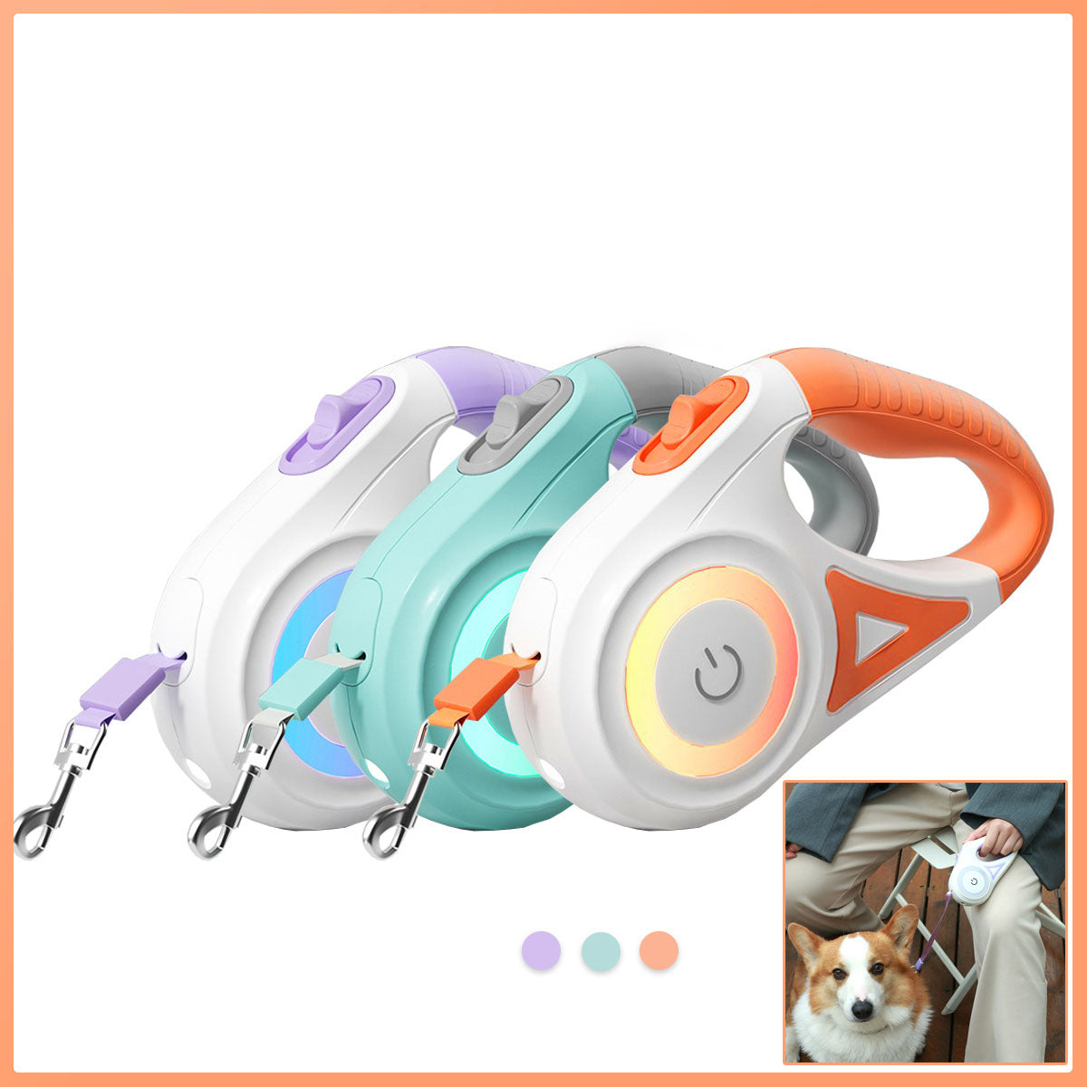 Retractable Dog Leash with Collar – Tangle-Free, One-Hand Brake, for Small & Medium Dog