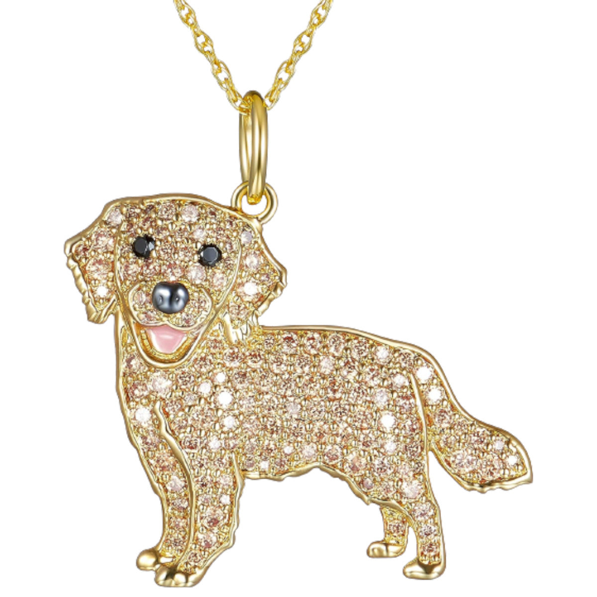Cute Golden Retriever Pendant Necklace – Alloy Cross Chain Jewelry trendilomart