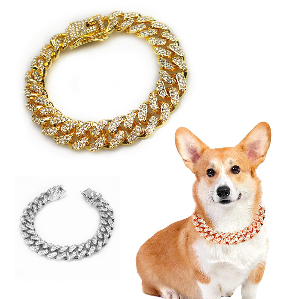 Hip Hop Pet Collar – Stylish Gold Chain Necklace for Dogs & Cats