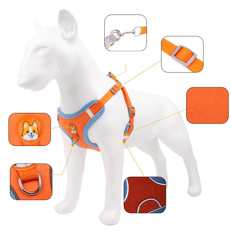 Reflective Dog & Cat Harness with Soft Mesh and Leash Set
