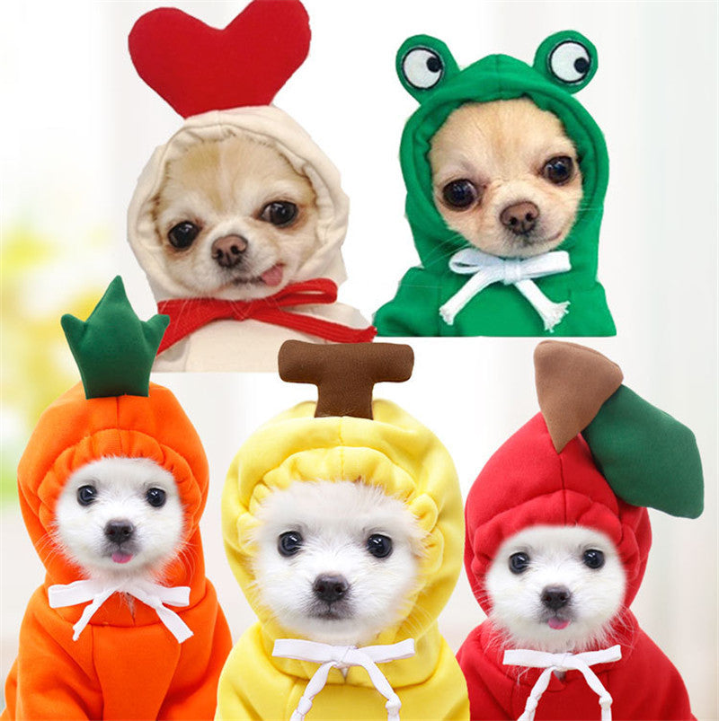 Cute Fruit Dog Hoodies – Warm Fleece Clothes for Small Dogs & Puppies