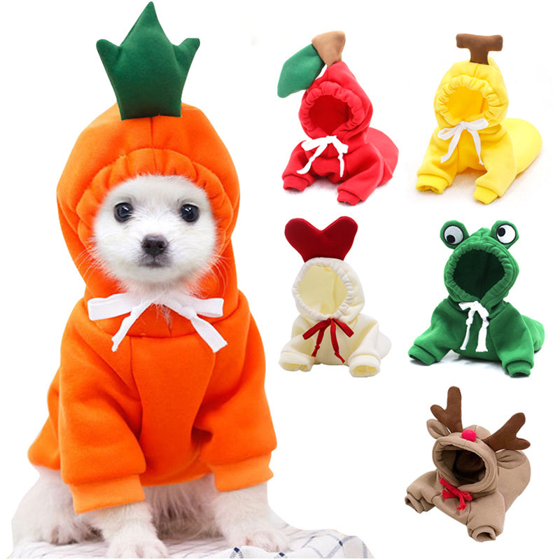 Cute Fruit Dog Hoodies – Warm Fleece Clothes for Small Dogs & Puppies