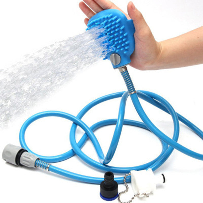 Pet Bathing & Massaging Shower Brush – Handheld Sprayer with Hose & Gloves