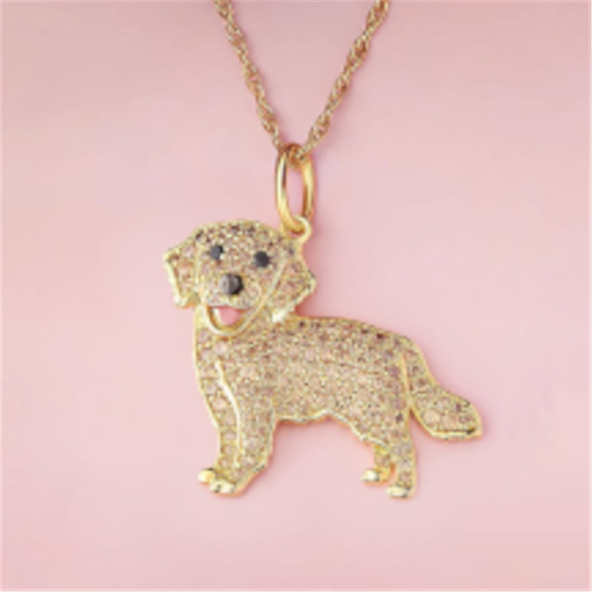 Cute Golden Retriever Pendant Necklace – Alloy Cross Chain Jewelry